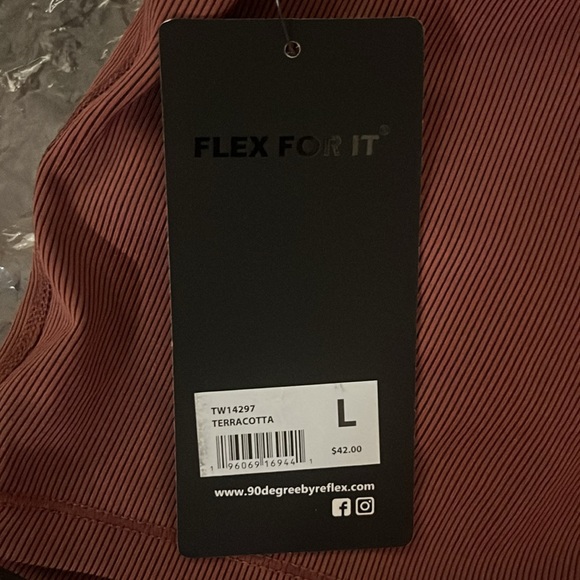 NEW 90 DEGREE BY REFLEX crop top Terracotta BNWT ribbed Large - Picture 5 of 8